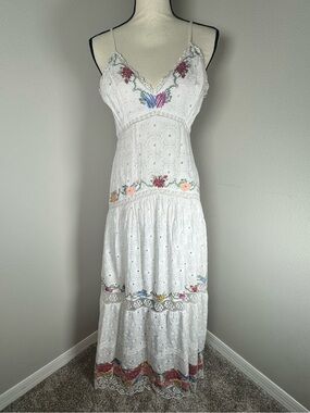 LoveShackFancy Umi Embroidered Broderie Anglaise Cotton Maxi Dress White 2